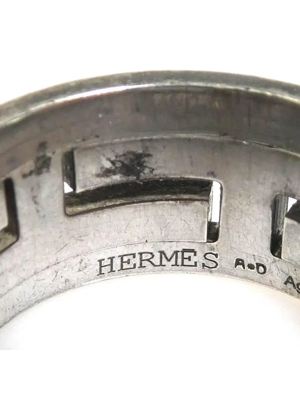 Auth Hermes Move H Ring Cream/Silver #303018H16B
